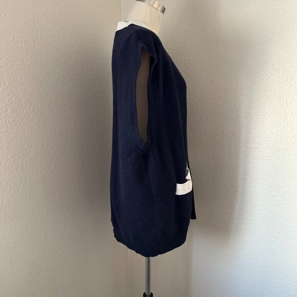 Sandro Wool Cashmere Cardigan Sleeveless Navy Blue Color Sz XL - Picture 5 of 9
